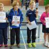(ne)  Mit einem Sieg von Leonie Schecher sind die unterfränkischen Tischtennis-Einzelmeisterschaften der Schülerinnen C (Jahrgang 2006 und jünger) in Reichenberg zu Ende gegangen. Die Wombacherin erreichte über die Vorrunde und das Halbfinale das Endspiel und gewann dieses nach spannendem Spielverlauf gegen Lilli-Sara Popp (SB Versbach) mit 3:2-Sätzen. Rang vier in der gleichen Altersklasse belegte Sophie Ott (Viktoria Wombach). Im Spiel um Platz drei verlor sie gegen Amelie Neumaier (TSV Sulzfeld) mit 1:3. Rang fünf ging an Marina Ludwig (Viktoria Wombach) nach 2:2-Spielen in der Vorrunde und 8:8-Sätzen. Im Jahrgang 2005 wurde Zoe-Marie Fasel (ASV Hofstetten) unterfränkische Vizemeisterin. Im Finale verlor sie gegen Julia Dittel (TV Hofstetten/Kreis Miltenberg) mit 0:3. Auf Platz sieben landete Sina Hessdörfer (Viktoria Wombach). Bei den Jungen II wurde Theo Krause (TSV Urspringen) Siebter. Im Bild die Siegerehrung bei den unterfränkischen Meisterschaften der Schülerinnen C  mit (von links) Sophie Ott (Vierte, Viktoria Wombach), Amelie Neumaier (Dritte, TSV Sulzfeld), Siegerin Leonie Schecher (Viktoria Wombach) und Lilli-Sara Popp (Zweite, SB Versbach).