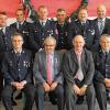 Ausgezeichnet: Ehrungen gab es beim 120. Gründungsfest der Feuerwehr Maidbronn, im Bild (von links, stehend) KBI Michael Reitzenstein, KBR Heinz Geißler, KBM Norbert Groschup, Norbert Ditzel, Thomas Bayer, Matthias Schlereth, Ralph Hauck, Michael Ditzel, Landrat Eberhard Nuß, MDL Volkmar Halbleib, Vorsitzender Sebastian Schömig, sein Stellvertreter Michael Muschler, (sitzend) Helmut Scheller, Erhard Troll, Bürgermeister Burkard Losert, die Kommandanten Berthold Senger und Dominik Will. Foto: Geißler