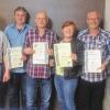 50 Jahre dabei: Im Bild von links dritter Bürgermeister Dietmar Hesselbach, Christoph Hergenhan, Wolfgang Klemm, Ingrid Reuß Andreas Zimmer und Vorsitzender Markus Henneberger.
