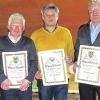 Treue und Engagement: Der Turnverein ernannte vier Personen zu Ehrenmitgliedern (von links): Vorsitzender Werner Fischer, Werner Blum, Karl-Heinz Diener, Siegfried Krutsch sowie Anneliese Larösch.