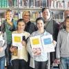 Vorlesewettbewerb der 6.Klassen: Die drei Bestplatzierten und die Jury beim Vorlesewettbewerb der 6.Klassen am Balthasar-Neumann-Gymnasium. Vorne von links: Rebekka Coulon, Leonie Schreck, Emilia Gögl und Vorjahressieger Nils Brasch;  hintere Reihe: Marie-Luise Deppisch (Lesescout am BNG), Birgit Albert, Andrea Meller, Andrea Braun, Horst Köhler und Karin Hannig (Elternbeirat).