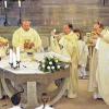 Abschiedsgottesdienst: (von links) Damian Samulski, Herbert Müller, Volker Ochs, Hermann Konrad, Notker Baumann.