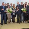 Verleihung des Zukunftspreises des Main-Tauber-Kreis (von links): die Jurymitglieder Bernhard Schwering und Prof. Dr. Seon-Su Kim, Preisträger Hermann Erbacher, Landrat Rein-hard Frank, Jurymitglied Peter Vogel, die Preisträger Margit Erbacher, Martin Zeller, Dr. Stefanie Leenen und Michael Grethe, Jurymitglied Elmar Haas, die Preisträger Rita König-Römer und Thorsten Weidner, Landtagsabgeordneter Wolfgang Reinhart, Moderator Jochen Wobser und Bürgermeister Christian Kremer.