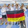 Deutscher Meister: die U14 des KV Haßberge/Steigerwald mit (von links) Pascal Österling (Alle Neun Sand), Lukas Weinhold (Gut Holz Zeil), Robin Klauer (Alle Neun Sand), Johannes Beringer (TV Ebern), Nick Scharf (DJK Kirchaich) und Trainer Günther Österling (Alle Neun Sand).