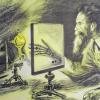 Was ist der Mensch? Ein Schulwandbild von 1952 zeigt die Entdeckung der Röntgenstrahlen durch den Physiker Wilhelm Conrad Röntgen.