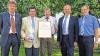 Der Fachberater für Milchleistungsprüfung, Hermann Koch, wurde verabschiedet (von links): Josef Bauer (Vorsitzender des LKV), Hermann Koch,  Klaus Rothhaupt (Vorsitzender des Milcherzeugerringes Unterfranken), Uwe Gottwald (Geschäftsführer des LKV) und Reinhard Korndörfer (Leiter Milchleistungsprüfung des LKV).