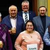 Geehrte und Ehrende auf einen Blick: Helmut Nickel-Hopfengart, Rudolf Pröschel, Vorsitzender Gerhard Brunner, Kreisvorsitzender Franz Lindenthal (hinten von links), Karl Schellhorn, Barbara Haberkamm und Martin Heß (vorne von links) waren am Sonntag bei der Mitgliederversammlung des Obst- und Gartenbauvereins Kleinlangheim die Hauptpersonen.