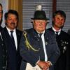 Hohe Auszeichnung: Bezirksschützenmeister Siegfried Schmitt (von links) mit Kurt Mauer ehrte Albin Heumann für 60-jährige Mitgliedschaft im BSSV. Ihm gratulieren Uli Schmitt und Egon Sturm.