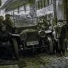 Als ein Automobil noch eine Sensation war: Das Historische Foto entstand in Marktheidenfeld, zeigt aber kein hier zugelassenes Fahrzeug. Das Foto ist etwa 1908 oder wenig später aufgenommen worden, und zwar in der Mitteltorstraße vor der Greß’schen Schmiede, die damals bei Bedarf auch Autos repariert hat. So selten war das Ereignis, dass man sich stolz, selbstbewusst und neugierig dem Fotografen stellte. Vom Betrachter aus rechts vom Wagen steht – mit Kappe und Schnurrbart – der Schmied Johann Greß, rechts neben dem Mädchen mit Hut Karl Greß und ganz rechts Heinrich Greß. Dahinter ist das heutige „Bräustüble“ zu erkennen. Die Zulassung IZ (eine römische 1 und Z) wurde in der (preußischen) Rheinprovinz vergeben.