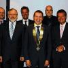 Der Bad Mergentheimer Rotary-Vorstand im Vereinsjahr 2013/14 (von links): Clubmeister Manfred Ilg, Vortragswart Jochen Selbach, Schatzmeister Erhard Ikas, Sekretär Heinz Bierbrauer, Präsident Paul Gehrig, Vizepräsident Stefan Dietz, Past-Präsident Thomas Haak und 2. Sekretär Matthias Mäurer.