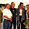 Gute Laune zur Vernissage: Die Künstlergruppe “Kontraste“ (von links) Brigitte Heck, Michael Doerr, Rene Marquard, Ulrike Gubik, Annette Madre und Eröffnungrednerin Ute Schawerna-Pedrosa.