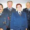 Ehrungen bei der Wollbacher Feuerwehr (von links) Hugo Herold, Helmut Metz, Veronika Zirk und Josef Albert.Gabriele Sell