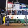 Sicherer Hafen: Das Frachtschiff „Ezadeen“ mit Hunderten Flüchtlingen an Bord erreichte am Wochenende die süditalienische Stadt Corigliano Calabro.