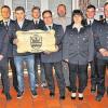 Engagierte Feuerwehrleute: Auf dem Bild (von links) Luis Schmitt, Kommandant Thomas Heuring, Fabian Müller (meiste Einsätze bei den FFW-Anwärtern 2014), Niklas Linder, Georg Pohensky (meiste Einsätze in der Hauptwehr), Bürgermeister Martin Schmitt, die neuen Jugendleiterin Sandra Maag und Birger Hein sowie zweiter Kommandant Linus Schnell.