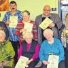 Ehrungen beim Bürgerverein Bergl: Im Bild (hinten von links) zweite Stadtteilbürgermeisterin Gerlinde Walz, Herrmann Kaluscha, Karin Symolka, Matthias Ebner und Stadtteilbürgermeisterin Renate Walz sowie, vorne von links, Rita Günther, Martha Krug und Ellen Roth.