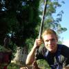 Florian Schmitt aus Schaippach war als Missionar im Kongo, für Kinder hat er eine Schaukel gebastelt