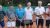(Hops)   Die Versbacher Herren 50 holten sich die Meisterschaft in der Bezirksklasse 1 mit (von links) Holger Pfarr, Dr. Werner Stürmer, Wolfgang Höpp, Bernhard Klosa, Herbert Schmidt und Tiberius Kertesz. Auf dem Bild fehlen Roland Abele, Bernd Bausenwein und Stefan Klement.