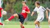 Mit viel Gefühl: Lukas Schwarz (FC Grünsfeld, links) ist vor Kevin Michel (TuS Großrinderfeld) am Ball und erzielt im mit Spannung erwarteten Lokalderby für seine Farben den 3:0 Endstand.