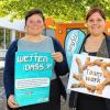 Vorfreude auf den Start: Am 25. September wird das neue Stadtteilzentrum in der Siedlung eröffnet. Antje Sinn (links) und Cornelia Grundler von JungStil in Kitzingen werden mit Angeboten für Kinder mit dabei sein und haben sich für die Eröffnung eine Wette ausgedacht. FOTO Siegfried Sebelka