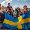 Da kommt Schweden groß raus: Diese kleinen königlichen Verehrer hatten sich mit der Fahne aus dem hohen Norden ausgerüstet.