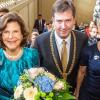Hoher Besuch: Königin Silvia von Schweden in der Residenz an der Seite von Würzburgs OB Christian Schuchardt und AAsa Petersson, Geschäftsführerin der Region Mainfranken GmbH.