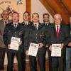 Ehrung bei der Feuerwehr. von links: dritter Bürgermeister Norbert Hart, Thomas Spath, zweiter Kommandant Norbert Reuß, zweiter Vorstand Bernhard Kraus, Andreas Hümmer, Gerhard Spath und Bernhard Druckenbrod.