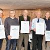 Der Vorsitzende Markus Groenen (links) und der stellvertretende Landrat Josef Demar (rechts) zeichneten langjährige Mitglieder des CSU-Ortsverbands Mellrichstadt aus. Urkunden bekamen (ab Zweiter von links) Manfred Kaiser (25 Jahre), Karl-Heinz Hentschel (40 Jahre), Norbert Dietz (50 Jahre), Max Mack (60 Jahre), Ulrich Bergner (50 Jahre) und Christel Heid (25 Jahre).