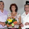 Gräfendorfs Bürgermeister und Dorfladen-Beiratsvorsitzender Alfred Frank (links) verabschiedet Marion Reinhardt zusammen mit ihrem Nachfolger als Geschäftsführer, Dieter Lauter.