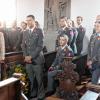 Soldaten der Theresianischen Militärakademie in Wiener Neustadt haben das Grabmal des Fürsten Christian Philipp Johann Alexander Löwenstein Wertheim Rochefort in St. Michael in Lohr besucht. Mit dabei auch Fürst Aloys Konstantin zu Löwenstein (in Zivil).