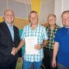 Frank Gerken (zweiter von links) ist seit 25 Jahren als Wasserwart bei der Stadt Bischofsheim beschäftigt. Dazu gratulierten Bürgermeister Georg Seiffert (links) sowie  der stellvertretende Bauhofleiter  Michael Fromm (Zweiter von rechts) und Gerkens Stellvertreter Frank Bootz.