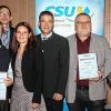 Bei der Feier zum 70-jährigen Bestehen des CSU-Ortsvereins Stetten wurden langjährige Mitglieder geehrt. Im Bild von links: die Stettener Weinprinzessin Sophia Kron, Wilfried Deißenberger, der Vorsitzende André Burkard, die stellvertretende Landrätin Sabine Sitter, Thorsten Schwab (MdL), Helmut Kron, Adolf Amthor und Alexander Hoffmann (MdB).