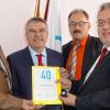 Für 40 Jahre Mitgliedschaft bei der FDP wurde IOC-Präsident Thomas Bach in Tauberbischofsheim ausgezeichnet. Von links: Ehrenvorsitzender der Kreis-FDP Rolf Hammer, Thomas Bach, FDP-Kreisrat Albrecht Rudolf und FDP-Kreisgeschäftsführer Ingo Brudereck.