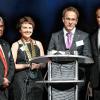 Jubiläumsfeier der Rotarier (von links) Rotarier Ottmar Kliegl, Governor Christine Büring, Rotarier Frank Eckert, Präsident Rotary Club Lohr-Marktheidenfeld Sebastian Dosch.