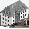 Ein Außenlift vom Keller bis zum Dach soll das Rathaus von Arnstein barrierefrei erschließen, wie hier im Entwurf von Architekt Roland Sauer plastisch dargestellt.