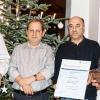 Fenster-Paul-Geschäftsführer Michael Heim (Zweiter von links) ehrte drei langjährige Mitarbeiter: Udo Metz (links), Schamoscho Feridün und Bernd Schwab (rechts).