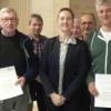 Ehrungen beim Deutschen Alpenverein Main-Spessart: (von links) Berthold Fuchs (25 Jahre), Franz-Josef Klübenspieß (25 Jahre), Heinz Nesswald (40 Jahre), Joachim Rustler (25 Jahre), Vorsitzende Katja Manger, Gerhard Kleinhenz (25 Jahre), Edgar Brückner (25 Jahre), Stefan Müller (40 Jahre) und Anton Klübenspieß (25 Jahre).