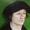 Andreas Bodenstein, genannt Dr. Carlstadt. Das Bild wurde im Original in Öl gemalt von Lucas Cranach d. Ä.. Der ehemalige Kunstpädagoge des Johann-Schöner-Gymnasiums Wolfgang Merklein hat es in Acryl kopiert und es Teil der Bodenstein-Ausstellung im Stadtmuseum.