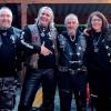 President Norbert „Nobby“ Englert (Dritter von rechts) vom Motorradclub Gladiators Karbach mit Vertretern der Namenskollegen aus Norwegen und der Schweiz.