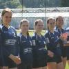 Ihren Heimsieg gegen Landshut beklatschen die Segnitzerinnen (von links) Helen Gernet, Luisa Kaemmer, Ursina Sagstetter, Sophie Müller, Tatjana Müller, Marites Gernet und Linda Müller.