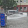 Gewitter in der Innenstadt von Marktheidenfeld, Ecke Adenauerplatz (Busbahnhof)/Mitteltorstraße.