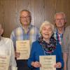 Der 1. Sportkegelclub Obertheres ehrte zum 40-jährigen Bestehen Mitglieder, die dem Verein 40 Jahre angehören. Im Bild, von links: Otmar Ultsch, Josef Möhler, Hans-Harm Oppermann, Margarita Winter und Manfred Malkmus sowie Vorsitzender Wolfgang Vogt.