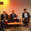 Gottesdienst Talkrunde: Diakon Markus Giese, Pfarrer Friedrich Wagner, Bürgermeister Peter Juks, Pastor Stefan Vatter und Gemeindeleiter Sven Stabenow.
