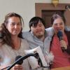 Dora und Jonas Zachmann nach der Lesung in der evangelischen Kirche in Wenkheim zusammen mit Gemeindemitarbeiterin Brigitte Remspecher (rechts).