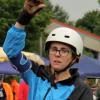 Nora Koppitz vom Turnverein Hofheim am Start bei der Bayerischen Meisterschaft im Einradrennen.