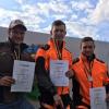 Siegerehrung bei den U 24-Waldarbeitermeisterschaften in Sachsen-Anhalt mit (von links) Thomas Schneider, Julian Schwender und Nils Hoffmann.