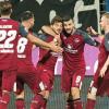 Da kommt Freude auf: Die Nürnberger (von links) Enrico Valenti, Lukas Mühl, Tim Leibold, Torschütze Mikael Ishak und Hanno Behrens bejubeln den Treffer zum 2:1 bei Darstadt 98.