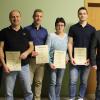 Ehrungen zum Jahresschluss beim SV Sickershausen mit (von links): Roland Friedel (Geschäftsführer und Ehrenamtsbeauftragter), Udo Müller, Lukas Dürr, Petra Fink, Philipp Dappert und dem Vorsitzenden Uwe Köhler.