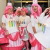 Wenn Lengfeld zum Weiberfasching ruft, dann werden die originellsten Kostüme angelegt, wie hier bei den „Sahneschnitten“.angelegt und es wird gefeiert was das Zeug hält.