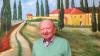 80. Geburtstag: Franz Herrmann vor seinem Wandbild „Impressionen einer Toskana-Landschaft” im hauseigenen Gewölbekeller.