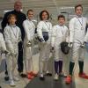 Die Medaillen-Gewinner der TG 478 Schweinfurt bei der bayerischen Fecht-Meisterschaft (von links): Maureen Kaufmann, Oskar Herpich, Trainer Henryk Fabian, Lea Sauer, Frauke Deißler, Florian Deißler, Maximilian Deißler, Paula Völker. Es fehlt Anna Benkert.
